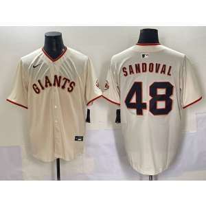 MLB Giants 48 Sandoval Cream Nike Cool Base Men Jersey