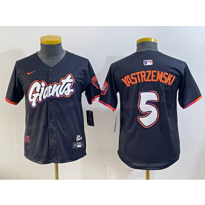 MLB Giants 5 Mike Yastrzemski Anthracite 2025 City Connect Nike Cool Base Youth Jersey