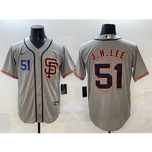 MLB Giants 51 J.H Lee Grey Nike Cool Base Men Jersey