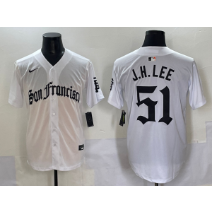 MLB Giants 51 J.H Lee New White Nike Cool Base Men Jersey