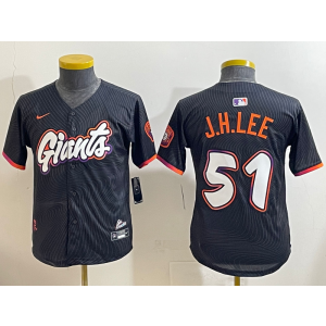 MLB Giants 51 Jung Hoo Lee Anthracite 2025 City Connect Nike Cool Base Youth Jersey