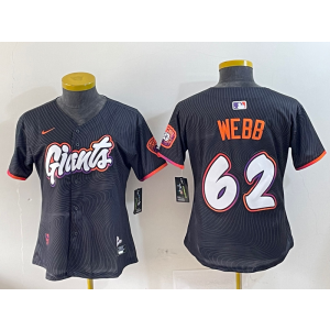 MLB Giants 62 Webb Anthracite 2025 City Connect Nike Cool Base Women Jersey