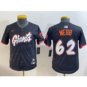 MLB Giants 62 Webb Anthracite 2025 City Connect Nike Cool Base Youth Jersey