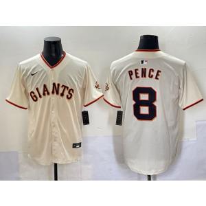 MLB Giants 8 Hunter Pence Cream Nike Cool Base Men Jersey