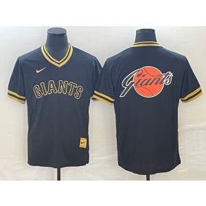 MLB Giants Blank Black Baseball Logo Throwback Men Jersey