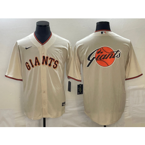 MLB Giants Blank Cream Baseball Logo Nike Cool Base Men Jersey