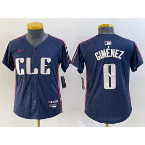 MLB Indians 0 GIMENEZ Blue City Connect Nike Cool Base Youth Jersey