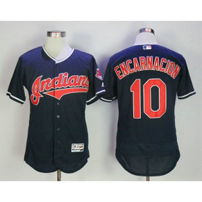 MLB Indians 10 Edwin Encarnacion Navy Flexbase Men Jersey