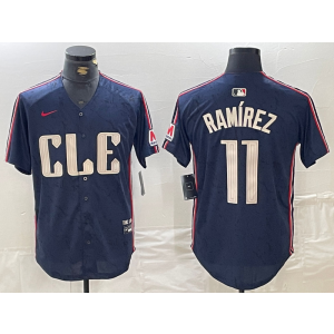 MLB Indians 11 José Ramírez Blue 2024 City Connect Nike Cool Base Men Jersey