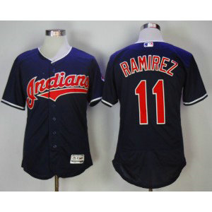 MLB Indians 11 Jose Ramirez Navy Flexbase Men Jersey