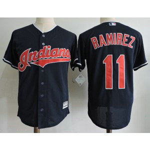MLB Indians 11 Jose Ramirez Navy New Cool Base Men Jersey