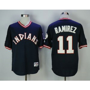 MLB Indians 11 Jose Ramirez Navy Turn Back the Clock Men Jersey