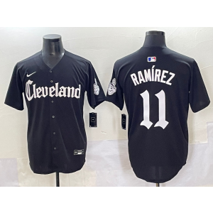 MLB Indians 11 Jose Ramirez New Black Nike Cool Base Men Jersey