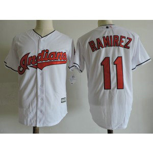 MLB Indians 11 Jose Ramirez White Cool Base Men Jersey