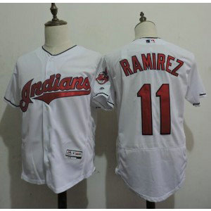 MLB Indians 11 Jose Ramirez White Flexbase Men Jersey