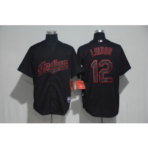 MLB Indians 12 Francisco Lindor Black Cool Base Men Jersey