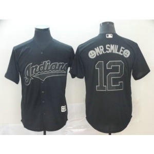 MLB Indians 12 Francisco Lindor Mr. Smile Black 2019 Players Weekend Player Men Jersey