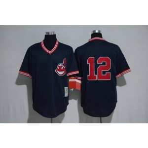 MLB Indians 12 Francisco Lindor Navy Blue Throwback Cooperstown Men Jersey