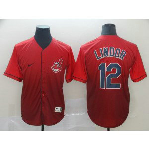 MLB Indians 12 Francisco Lindor Red Drift Fashion Men Jersey