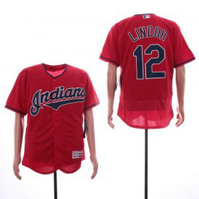 MLB Indians 12 Francisco Lindor Red Flexbase Men Jersey