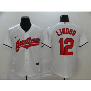 MLB Indians 12 Francisco Lindor White 2020 Nike Cool Base Men Jersey