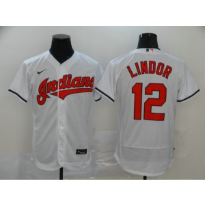 MLB Indians 12 Francisco Lindor White 2020 Nike Flexbase Men Jersey