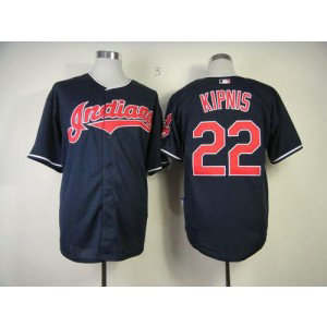 MLB Indians 22 Jason Kipnis Navy Blue Cool Base Men Jersey