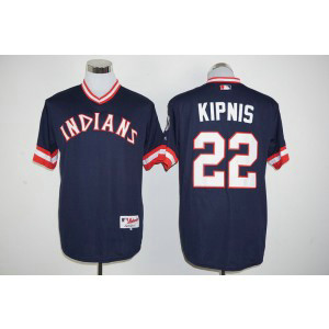 MLB Indians 22 Jason Kipnis Navy Blue Cool Base Men Jerseys