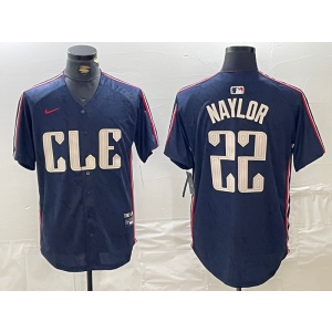 MLB Indians 22 Naylor Blue 2024 City Connect Nike Cool Base Men Jersey