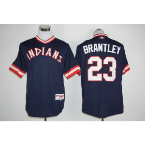 MLB Indians 23 Michael Brantley Navy Blue Cool Base Men Jersey