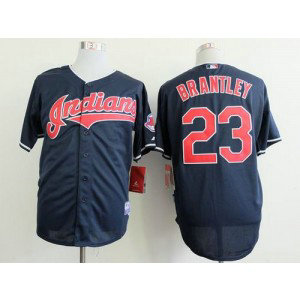 MLB Indians 23 Michael Brantley Navy Blue Cool Base Men Jerseys
