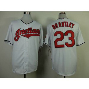 MLB Indians 23 Michael Brantley White Cool Base Men Jersey