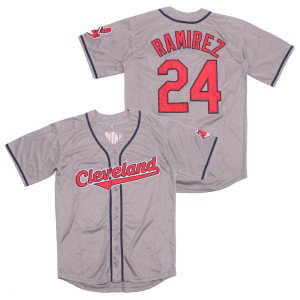 MLB Indians 24 Manny Ramirez Gray Turn Back The Clock Men Jersey