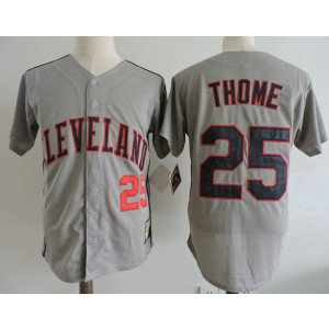 MLB Indians 25 Jim Thome Gray Cooperstown Collection Men Jersey