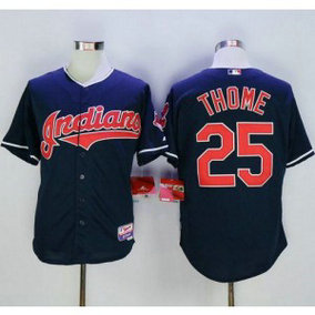 MLB Indians 25 Jim Thome Navy Blue Cool Base Men Jersey