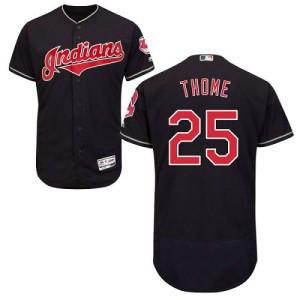 MLB Indians 25 Jim Thome Navy Blue Flexbase Men Jersey