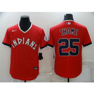 MLB Indians 25 Jim Thome Red Cooperstown Collection Men Jersey