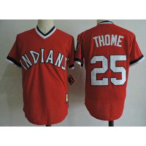 MLB Indians 25 Jim Thome Red Cooperstown Collection Men Jerseys