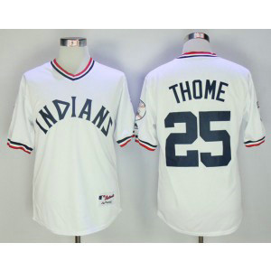 MLB Indians 25 Jim Thome White Throwback Men Jersey