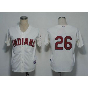 MLB Indians 26 Austin Kearns Cream Cool Base Men Jersey