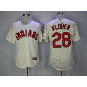 MLB Indians 28 Corey Kluber Cream Flexbase Men Jersey