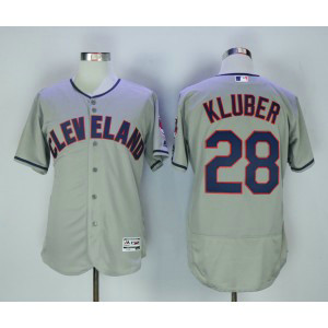 MLB Indians 28 Corey Kluber Grey Flexbase Men Jersey