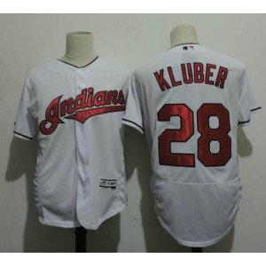 MLB Indians 28 Corey Kluber White Flexbase Men Jersey