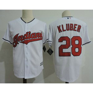 MLB Indians 28 Corey Kluber White New Cool Base Men Jersey