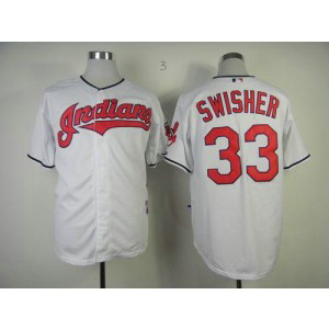 MLB Indians 33 Nick Swisher White Cool Base Men Jersey