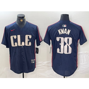 MLB Indians 38 Kwan Navy 2024 City Connect Nike Cool Base Men Jersey