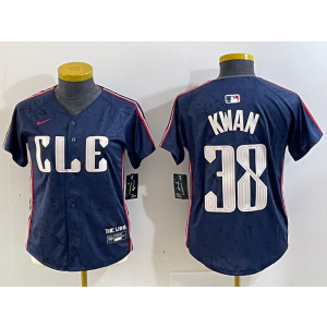 MLB Indians 38 Kwan Navy 2024 City Connect Nike Cool Base Women Jersey