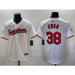 MLB Indians 38 Kwan White Nike Cool Base Men Jersey