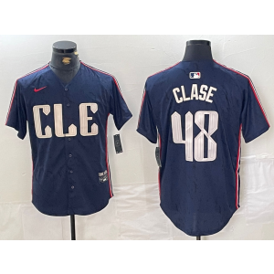 MLB Indians 48 Clase Navy 2024 City Connect Nike Cool Base Men Jersey