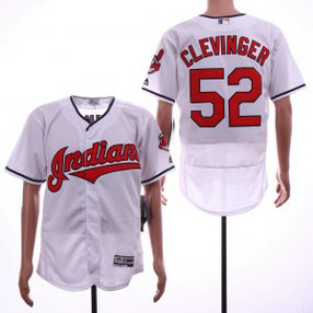 MLB Indians 52 Mike Clevinger White Flexbase Men Jersey